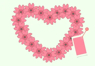 Floral card Heart of flowers Design Stickdatei