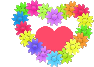 Floral wreath Heart of flowers Colorful Stickdatei