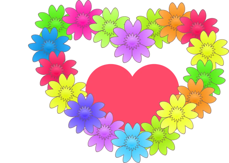 Floral wreath Heart of flowers Colorful Stickdatei – Herzen & Liebe