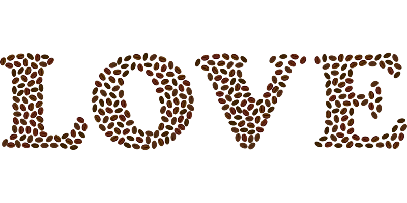 Coffee beans Love Typography Stickdatei – Herzen & Liebe