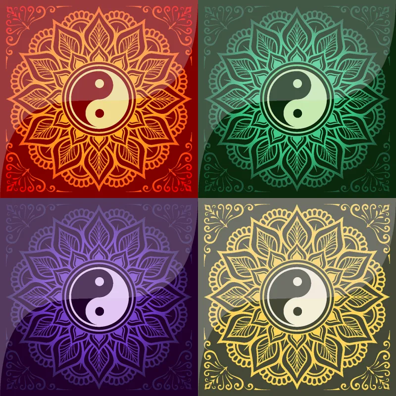 Yin yang Mandala Pattern Stickdatei – Blumen