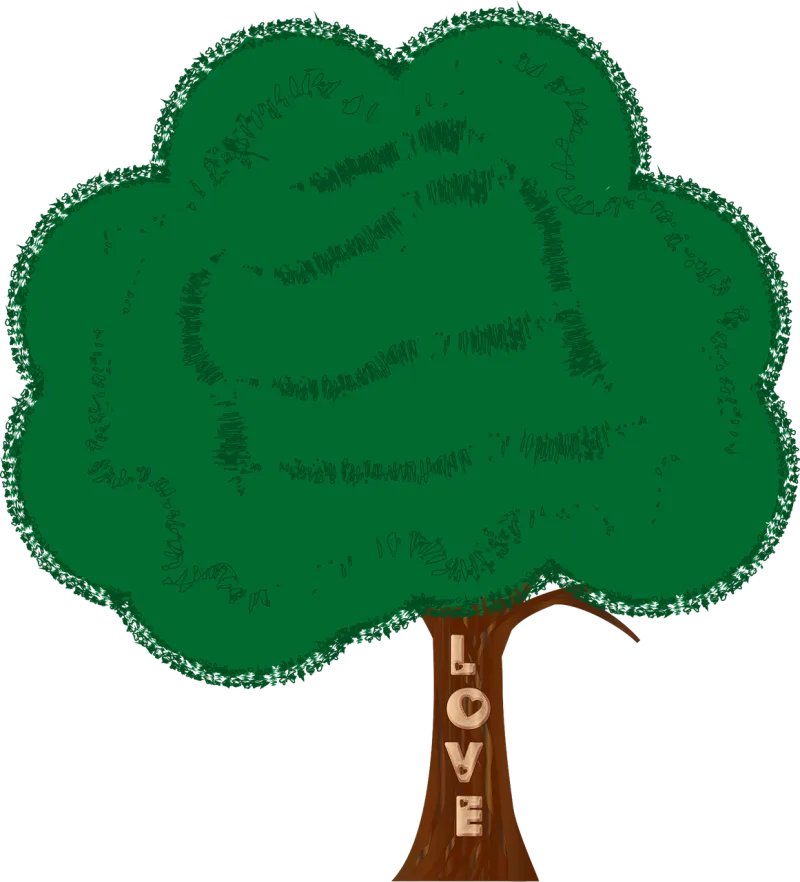 Tree Love Carved Stickdatei – Herzen & Liebe