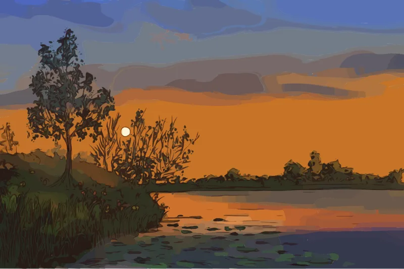 Sunrise Painting Nature Stickdatei – Natur