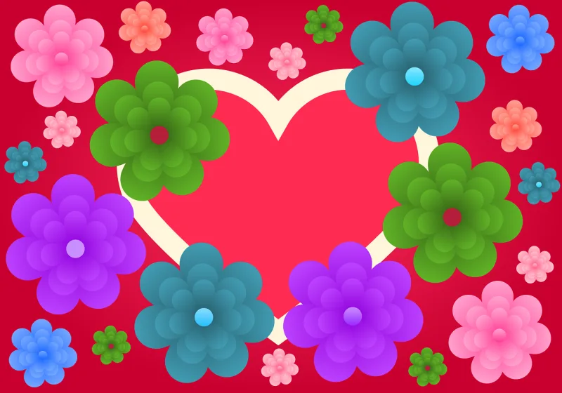 A romantic card Heart Flower background Stickdatei – Blumen