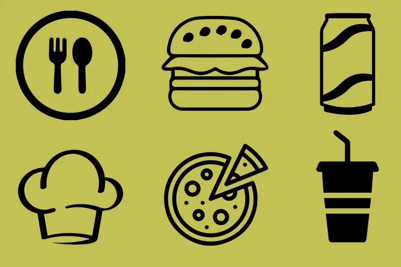 Food Icons Logo Stickdatei – Essen & Trinken