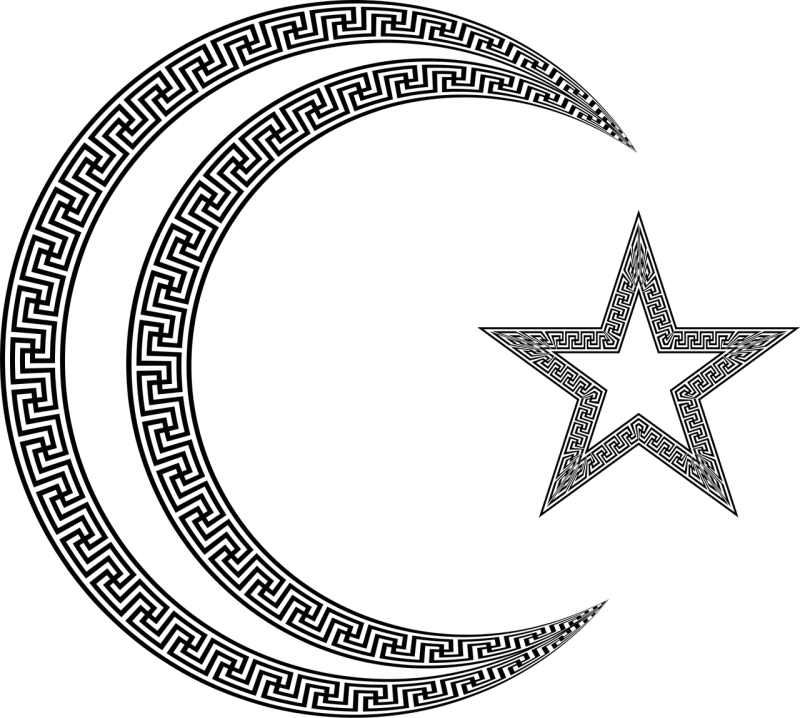 Greek Crescent moon Star Stickdatei – Natur