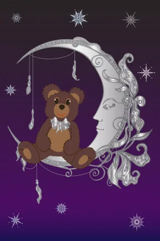 Teddy Bear Night sky Stickdatei