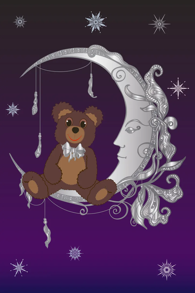 Teddy Bear Night sky Stickdatei – Kinder