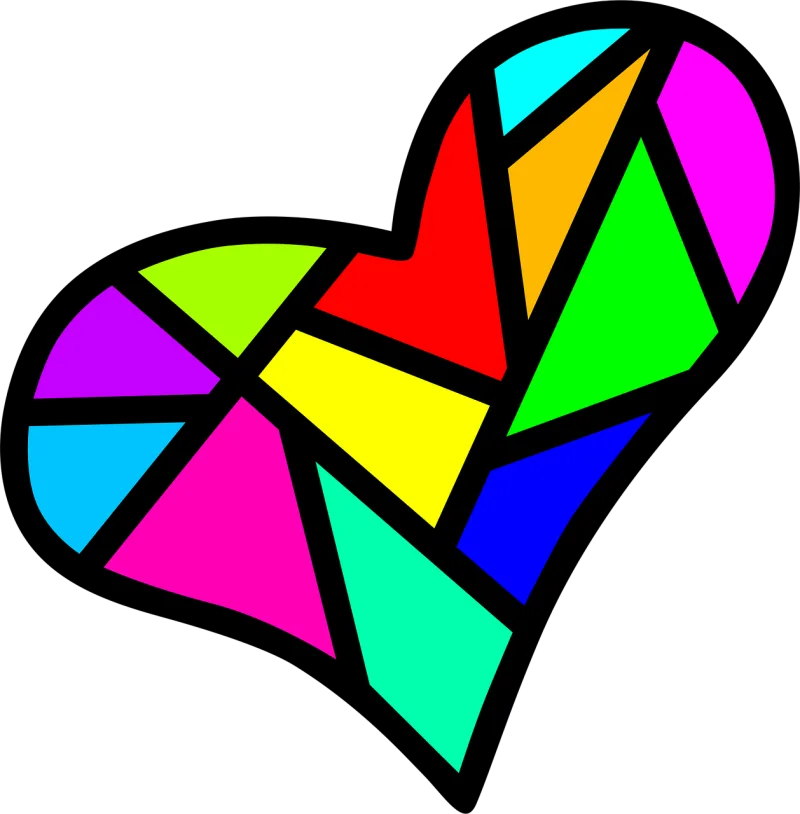 Heart Colorful Stained glass Stickdatei – Herzen & Liebe