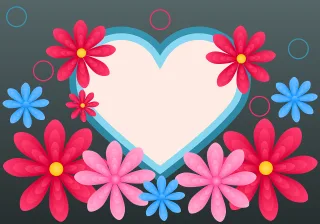 Frame Flowers Heart Stickdatei