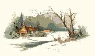 House Nature Winter Stickdatei