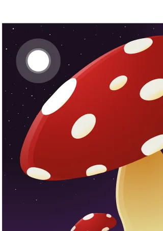 Mushrooms Stars Moon Stickdatei