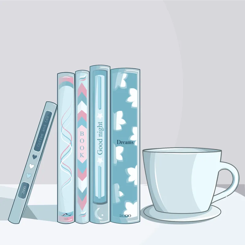 Books Coffee cup Digital art Stickdatei – Essen & Trinken