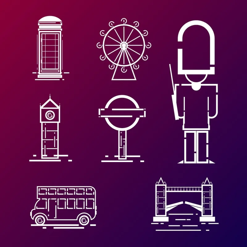 London Icons England Stickdatei – Fahrzeuge