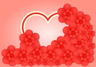 Floral heart Red flowers Floral Stickdatei