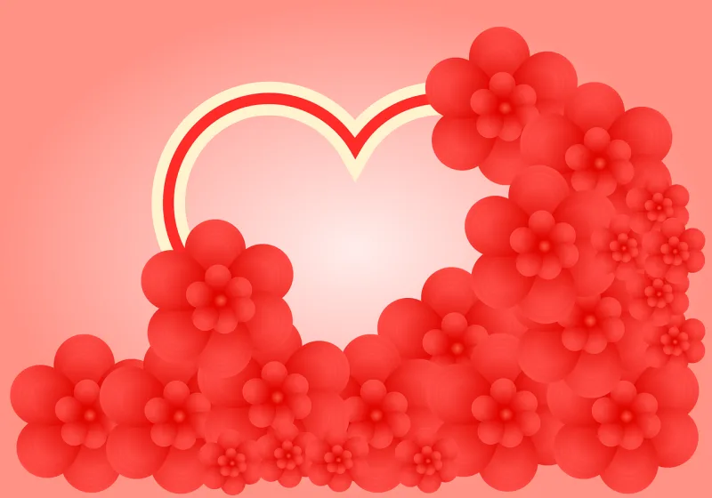 Floral heart Red flowers Floral Stickdatei – Herzen & Liebe