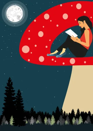 Girl Mushroom Night Stickdatei