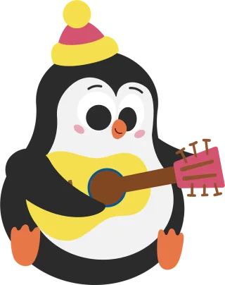 Penguin Guitar Cute Stickdatei