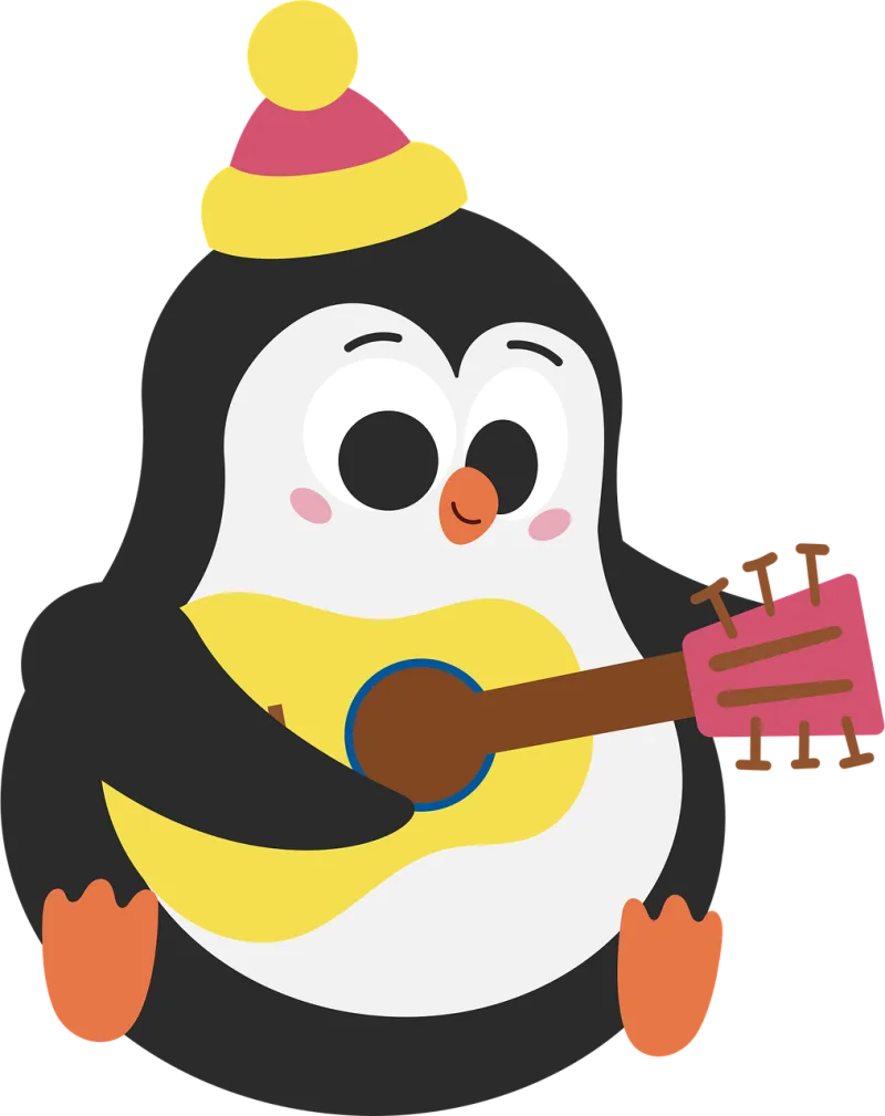 Penguin Guitar Cute Stickdatei – Musik