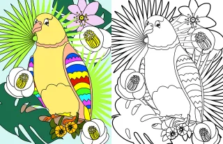 Bird Flower background Flowers Stickdatei