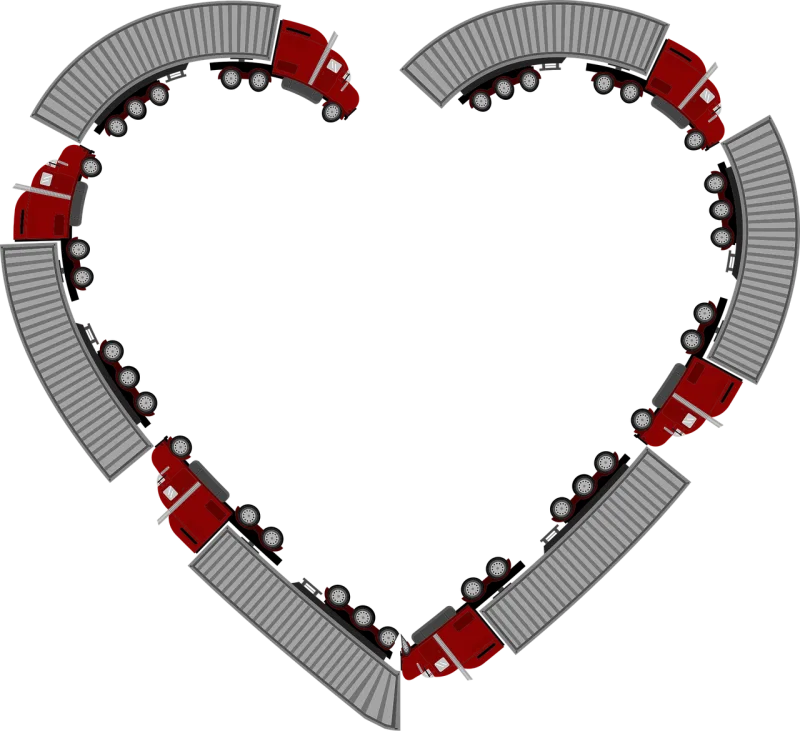 Truck Heart Love Stickdatei – Fahrzeuge