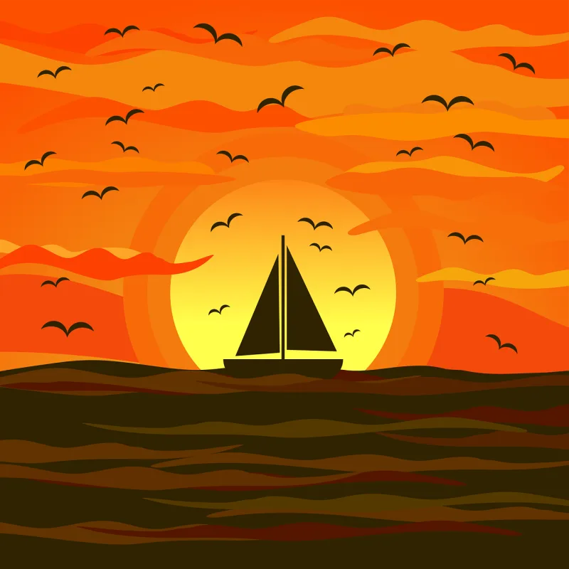 Sailing Sea Sunset Stickdatei – Fahrzeuge