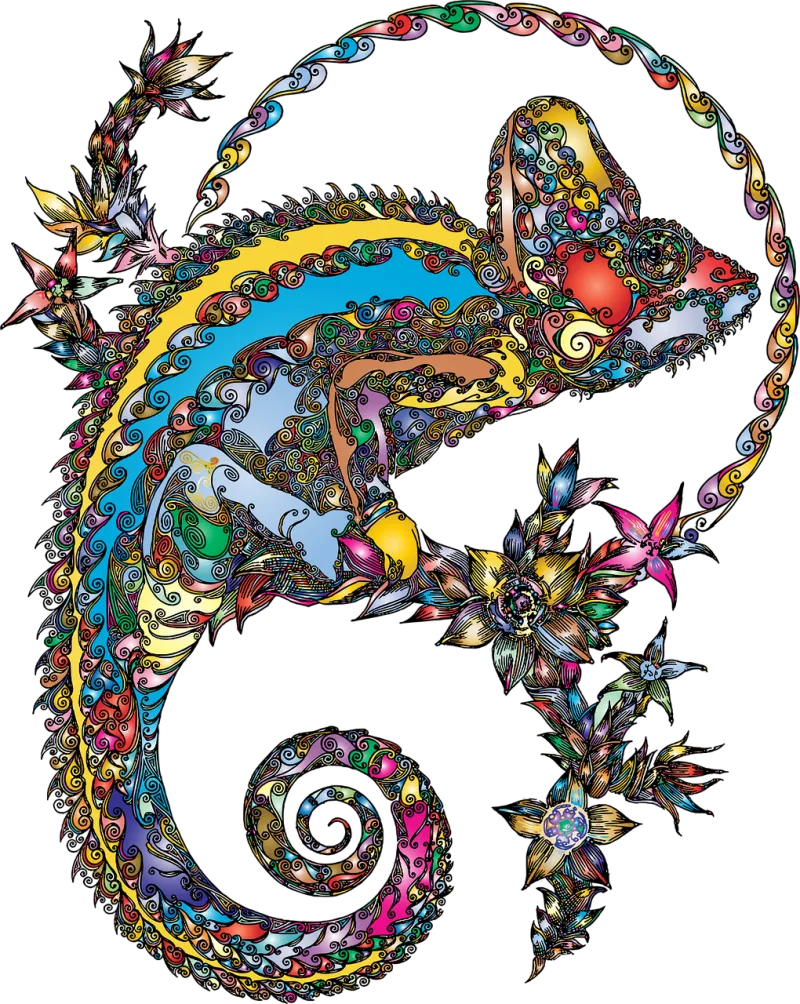 Chameleon Lizard Animal Stickdatei – Kinder