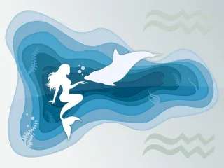 Siren Dolphin Silhouettes Stickdatei