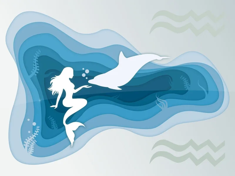 Siren Dolphin Silhouettes Stickdatei – Kinder