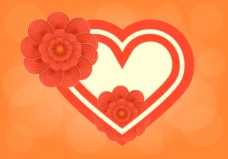 Love Heart Orange flowers Stickdatei