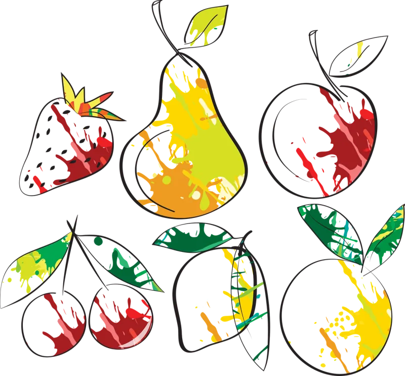 Fruits Sketch Drawing Stickdatei – Essen & Trinken