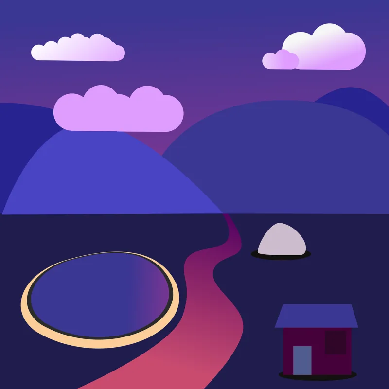 Mountain Lake Night Stickdatei – Natur