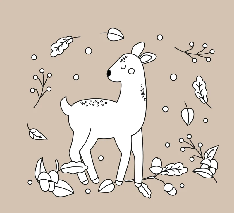 Deer Autumn Leaves Stickdatei – Tiere