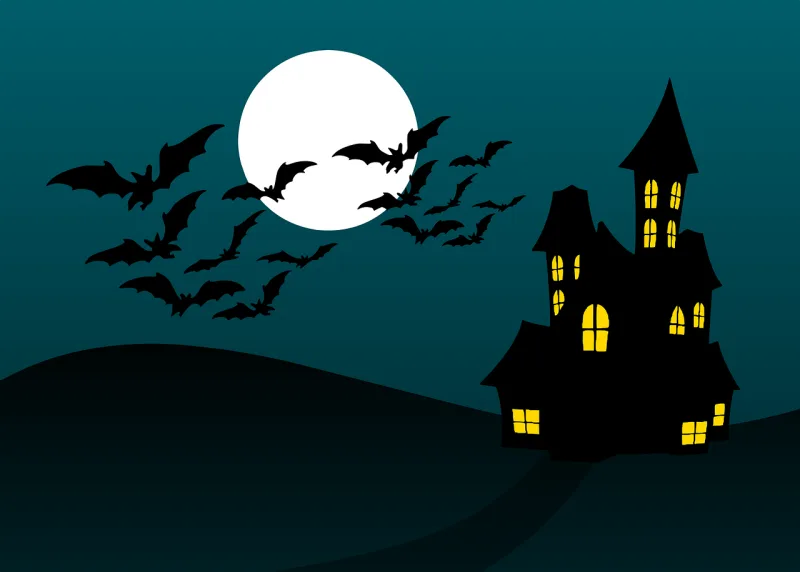 Halloween House Bats Stickdatei – Kinder