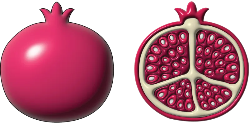 Pomegranate Fruit Sliced pomegranate Stickdatei – Essen & Trinken