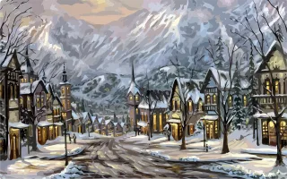 Street Snow Landscape Stickdatei