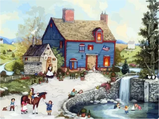 Village Christmas Country Stickdatei