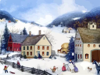 Snow Christmas Village Stickdatei