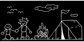 Camping Bonfire Doodles Stickdatei