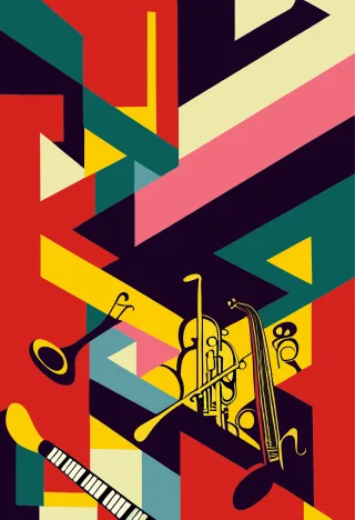 Abstract Jazz Music Stickdatei