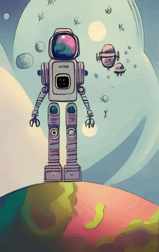 Spaceman Astronaut Robot Stickdatei
