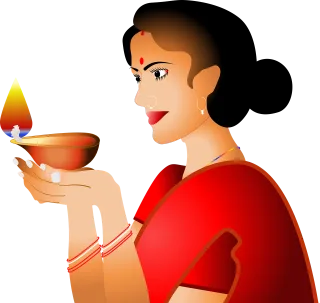 Woman Oil lamp Diwali Stickdatei