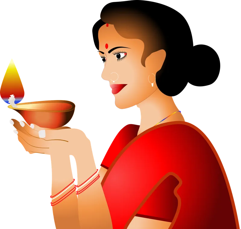 Woman Oil lamp Diwali Stickdatei – Weihnachten