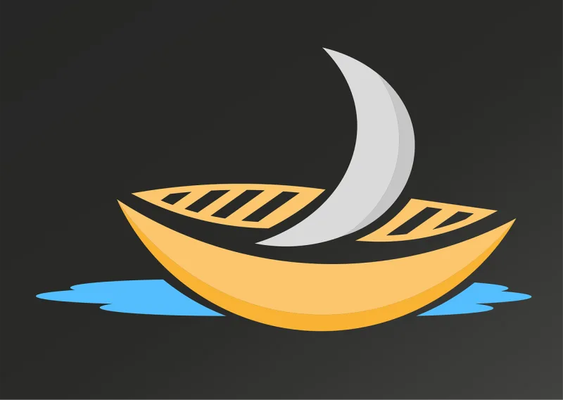 Boat Moon Ocean Stickdatei – Natur