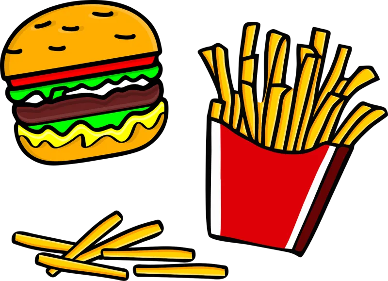 Fast food Burger French fries Stickdatei – Essen & Trinken