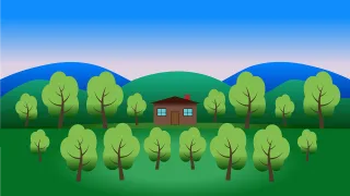 Sunset Forest Cabin Stickdatei