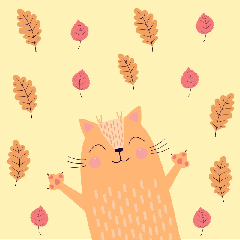 Leaves Cat Nature Stickdatei – Tiere