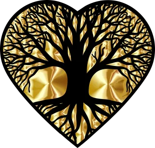 Tree Heart Gold Stickdatei