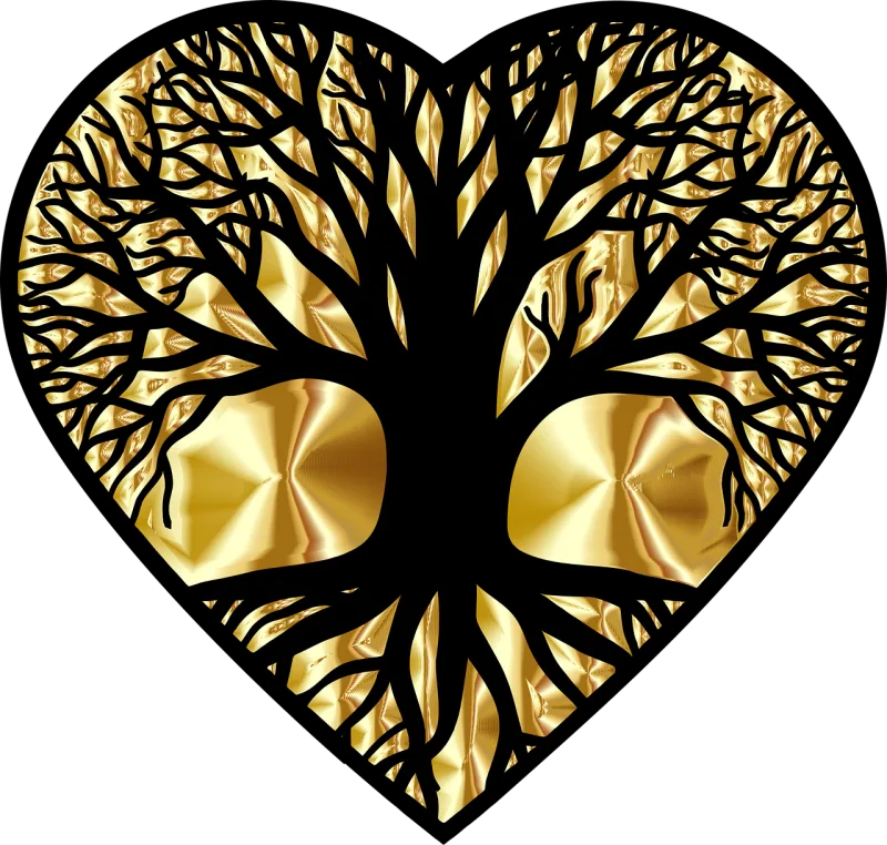 Tree Heart Gold Stickdatei – Herzen & Liebe