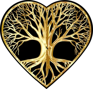 Tree Heart Gold Stickdatei